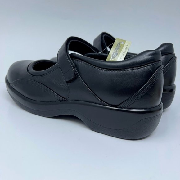 Apex Womens Ambulator Mary Janes Shoes Black Leather Hook & Loop Strap 9.5W New - Picture 8 of 12